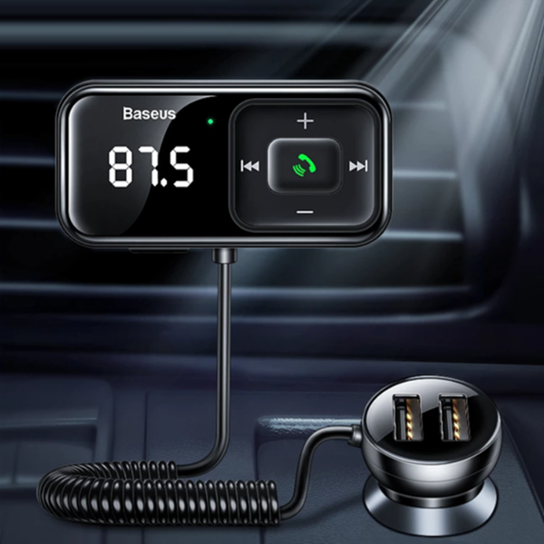 Transmiter FM BASEUS T typed S-16 bluetooth 5.0 MP3 + ładowarka samochodowa 2x USB