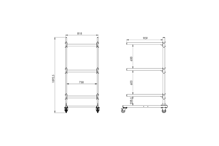 Stojak na boxy dachowe INTER PACK stojak na 3 boxy 1892,5mm 818mm