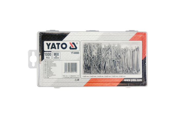 Zestaw zawleczek prostych YATO YT-06885 mix rozmiarów 1000 sztuk
