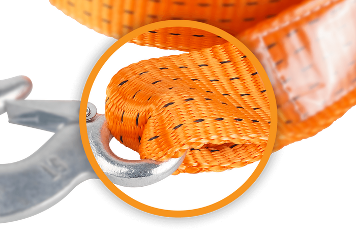 Linka holownicza z hakami HERMON pas holowniczy 4,5m/50mm/5t pomarańczowy