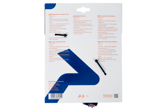 Zbrojone zapięcie rowerowe z szyfrem PROFEX 81601 o długości 90 cm