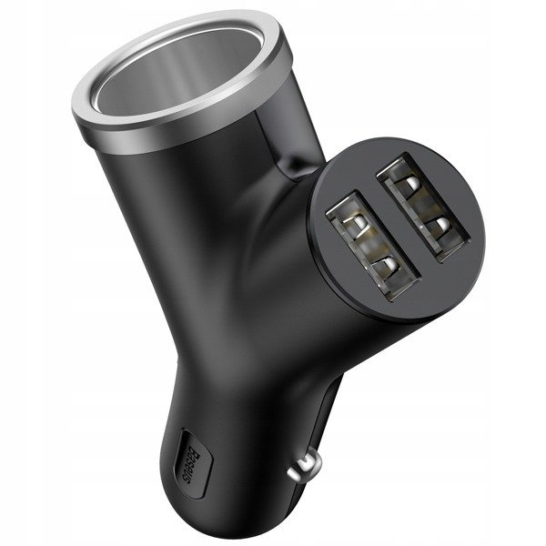 Ładowarka samochodowa BASEUS Y Type 2xUSB, gniazdo zapalniczki 40W