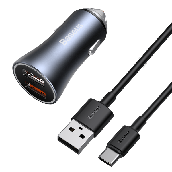 Zestaw ładowarka samochodowa BASEUS Golden Pro 2xUSB 40W + kabel USB