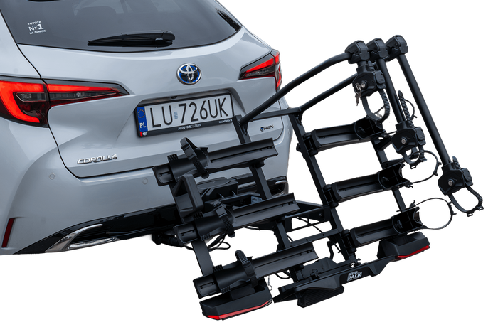 Inter Pack Velox 3 LED - składany bagażnik rowerowy na hak na 3 rowery ze światłami LED (czarny)