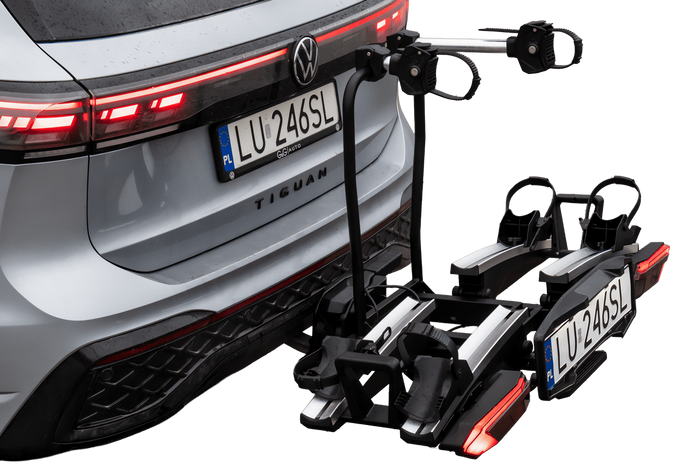 Inter Pack Velox 2 LED - składany bagażnik rowerowy na hak na 2 rowery ze światłami LED