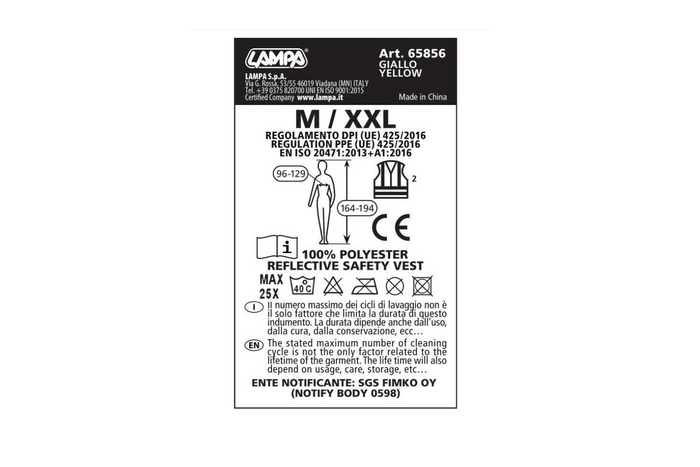 Kamizelka odblaskowa LAMPA M-XXL żółta