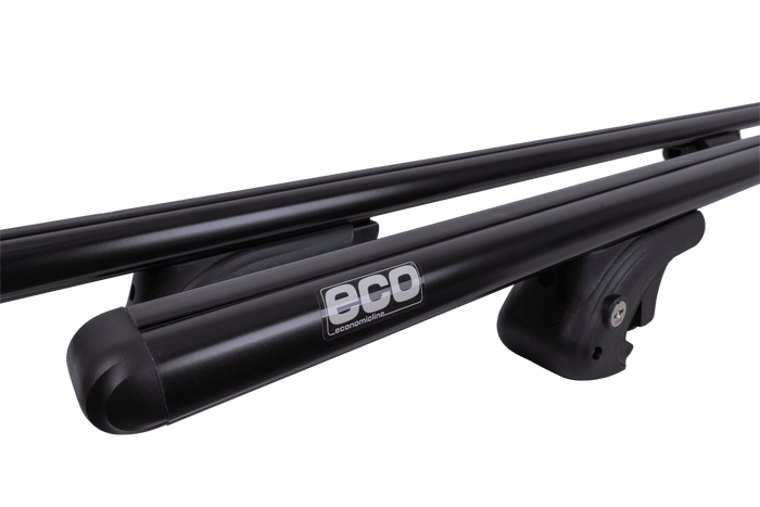Bagażnik dachowy Eco Alubase 120 - uniwersalny bagażnik aluminiowy na relingi otwarte (czarny)