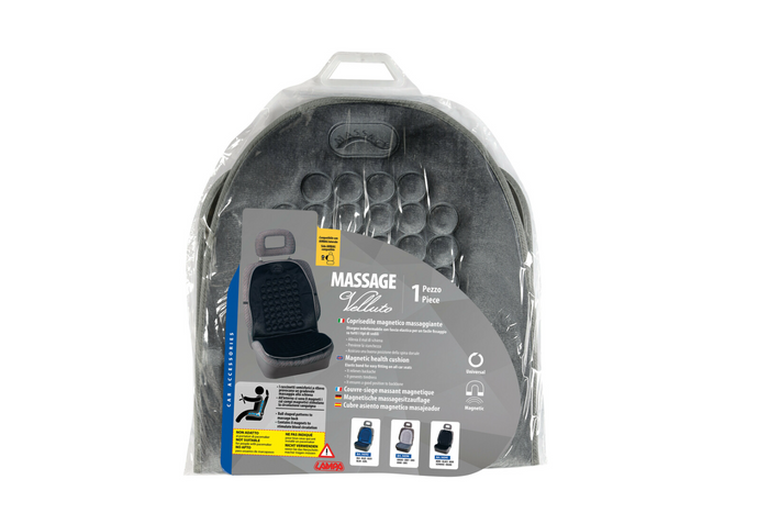 Poduszka na fotel samochodowy LAMPA Magnetic-Velour Cushion szara, efekt masażu