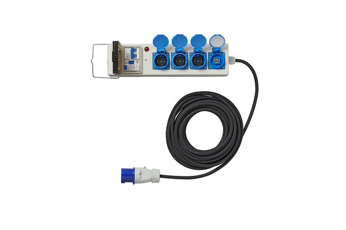 Przedłużacz kempingowy CEE z rozdzielaczem ProPlus 373583DE przewód 10m, 3x gniazdo Schuko, 2xUSB