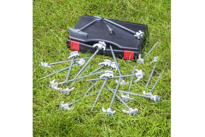 Zestaw wkręcanych szpilek do namiotu ProPlus 365014 metalowe śledzie z haczykiem 20x20cm