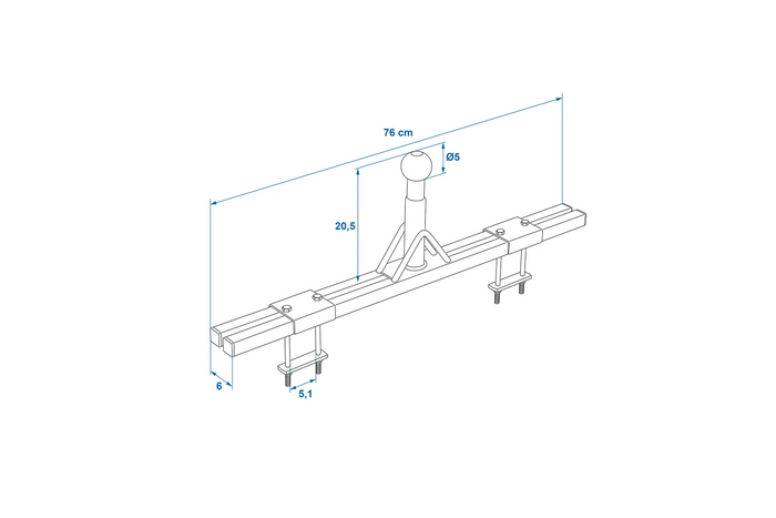 Adapter bagażnika rowerowego na hak ProPlus 330238 na dyszel przyczepy kempingowej 760mm