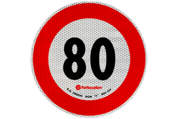 Naklejka nalepka odblaskowa LAMPA ograniczenie prędkości do 80 km/h znak B-33