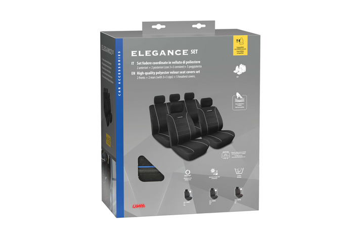 Komplet pokrowców na fotele samochodowe LAMPA Elegance niebieskie, na przednie i tylne siedzenia