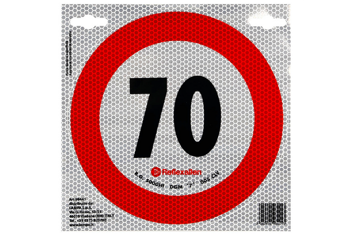 Naklejka nalepka odblaskowa LAMPA ograniczenie prędkości do 70 km/h znak B-33