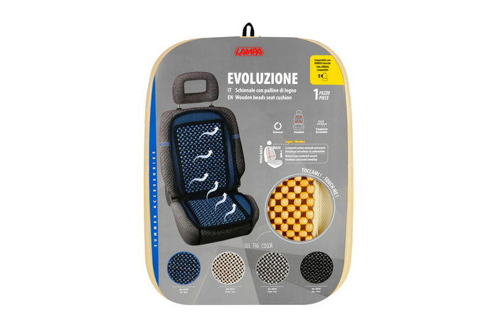 Poduszka na siedzenie z drewnianych koralików LAMPA Evoluzione ivory, mata na fotel samochodowy