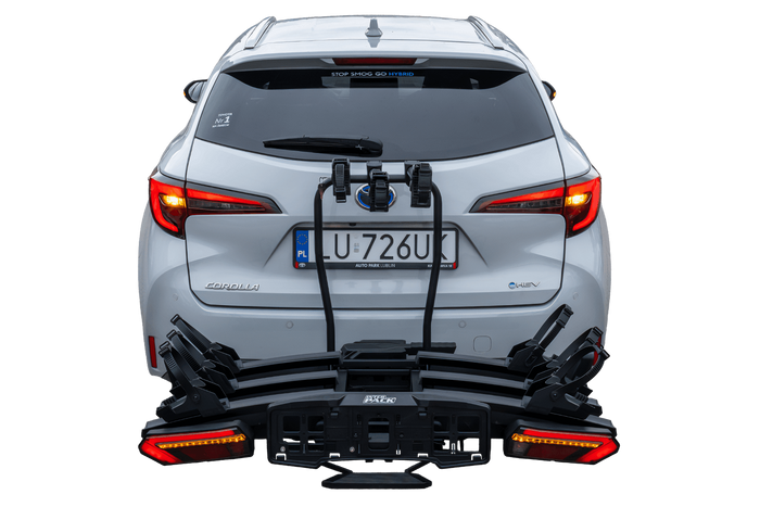 Inter Pack Velox 3 LED - składany bagażnik rowerowy na hak na 3 rowery ze światłami LED (czarny)