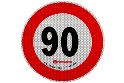 Naklejka nalepka odblaskowa LAMPA ograniczenie prędkości do 90 km/h znak B-33