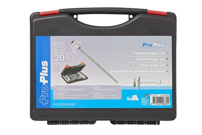 Zestaw wkręcanych szpilek do namiotu ProPlus 365014 metalowe śledzie z haczykiem 20x20cm