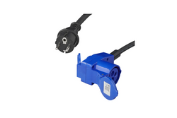 Adapter z wtyczką Schuko i złączem kątowym CEE + gniazdem Schuko 16A ProPlus 373528DE kabel 150cm