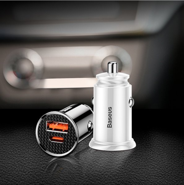 Ładowarka samochodowa BASEUS Circular Plastic USB-A, USB-C 30W