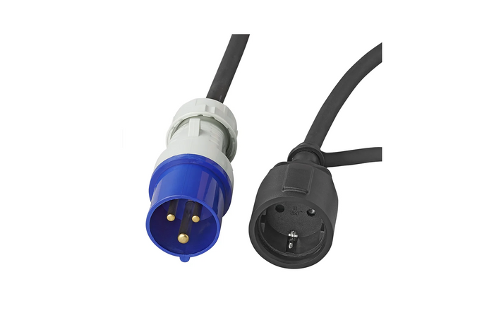 Adapter z wtyczką CEE i gniazdem ze stykiem ochronnym 16A 230V ProPlus 373530DE kabel 150cm