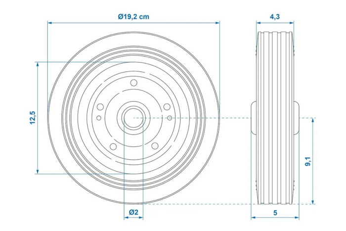 Koło zapasowe do koła podporowego ProPlus 341540 z pełnej gumy 200x50mm