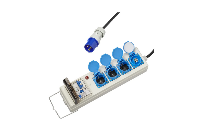 Przedłużacz kempingowy CEE z rozdzielaczem ProPlus 373583DE przewód 10m, 3x gniazdo Schuko, 2xUSB