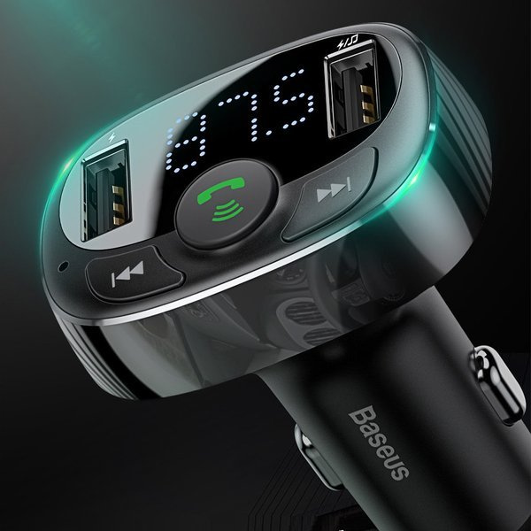 Transmiter BASEUS T typed FM bluetooth 4.2 MP3 + ładowarka samochodowa 2x USB 3.4A