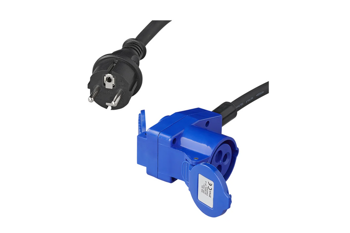 Adapter z wtyczką Schuko do złącza kątowego CEE + gniazda Schuko Proplus 373528 kabel 40cm