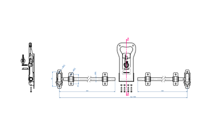 Zamknięcie ryglowe naczepy kontenera STEELPRESS ZD-03 blokada drzwi 1000mm