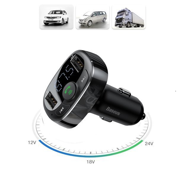 Transmiter BASEUS T typed FM bluetooth 4.2 MP3 + ładowarka samochodowa 2x USB 3.4A