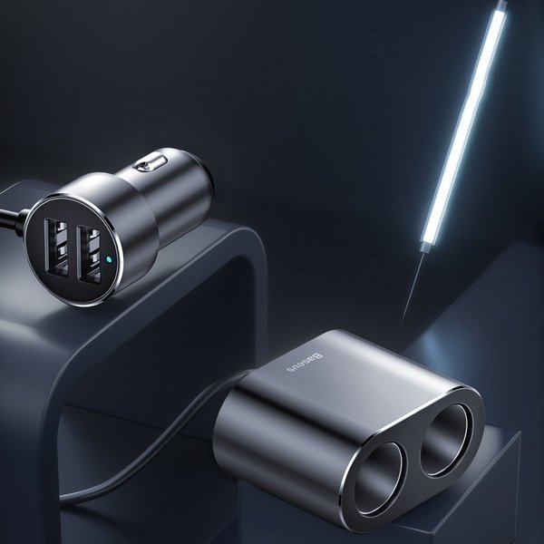 Ładowarka samochodowa BASEUS High Efficiency 2x USB + 2x gniazdo zapalniczki 80W
