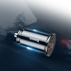 Ładowarka samochodowa BASEUS Circular Plastic USB-A, USB-C 30W