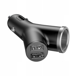 Ładowarka samochodowa BASEUS Y Type 2xUSB, gniazdo zapalniczki 40W