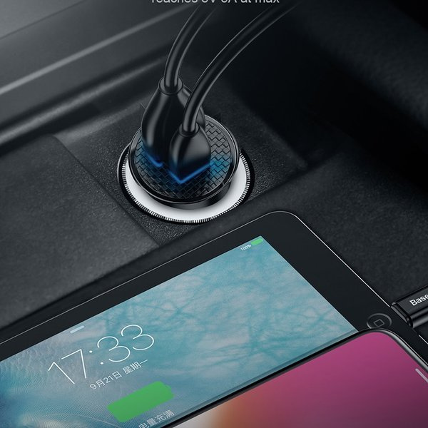 Ładowarka samochodowa BASEUS Circular Plastic USB-A, USB-C 30W