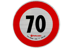 Naklejka nalepka odblaskowa LAMPA ograniczenie prędkości do 70 km/h znak B-33