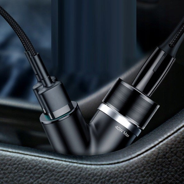 Ładowarka samochodowa BASEUS Y Type 2xUSB, gniazdo zapalniczki 40W