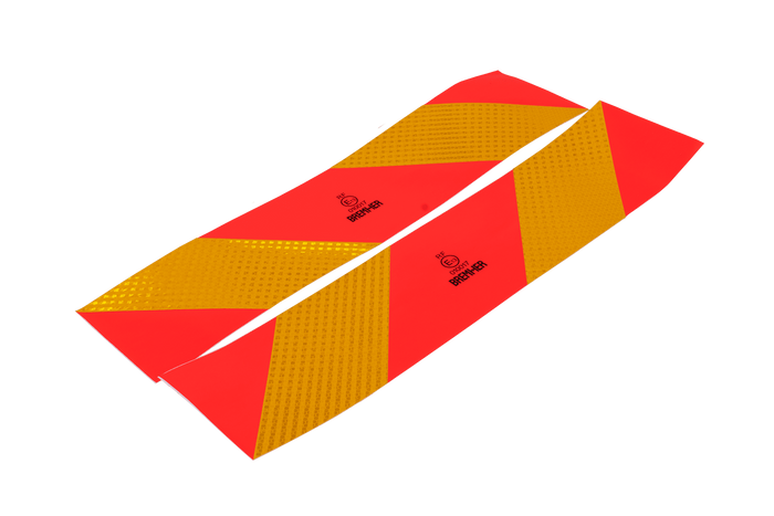Naklejki nalepki odblaskowe krótkie HERMON tablice wyróżniające pojazdy ciężkie 565x132mm lewa+prawa