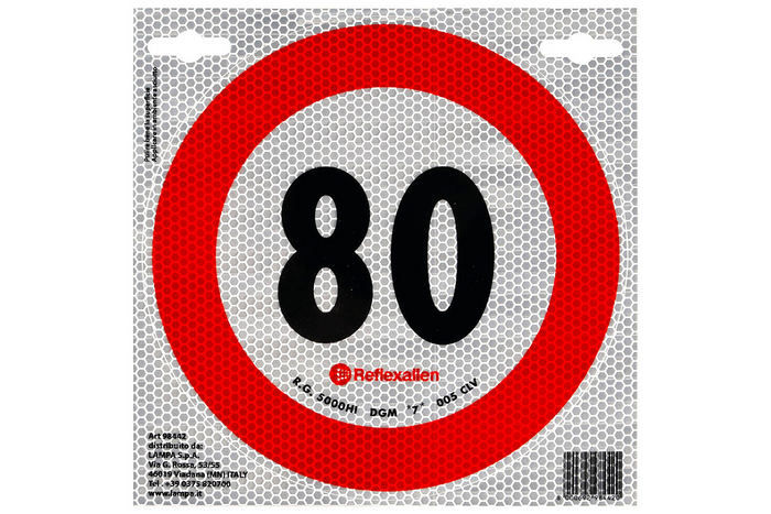 Naklejka nalepka odblaskowa LAMPA ograniczenie prędkości do 80 km/h znak B-33
