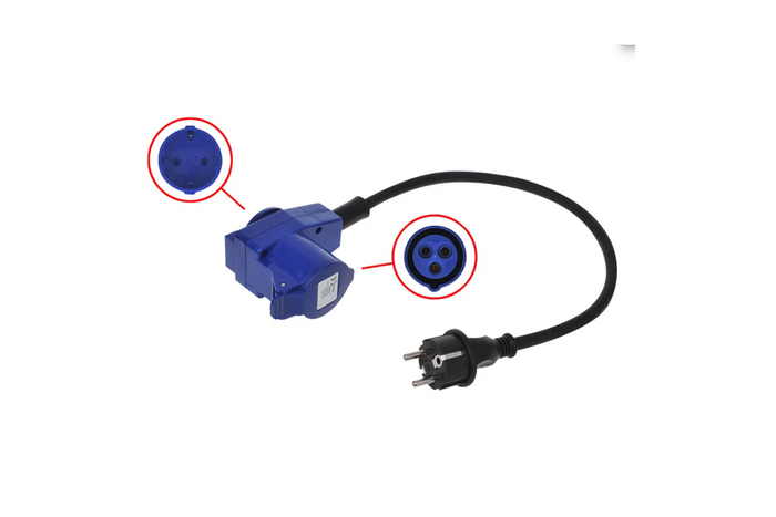 Adapter z wtyczką Schuko do złącza kątowego CEE + gniazda Schuko Proplus 373528 kabel 40cm