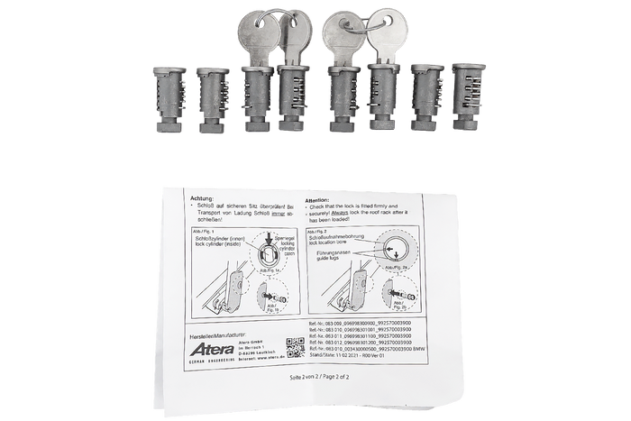 Zestaw zamków i kluczy Atera (8 szt. + 2 klucze)  083012