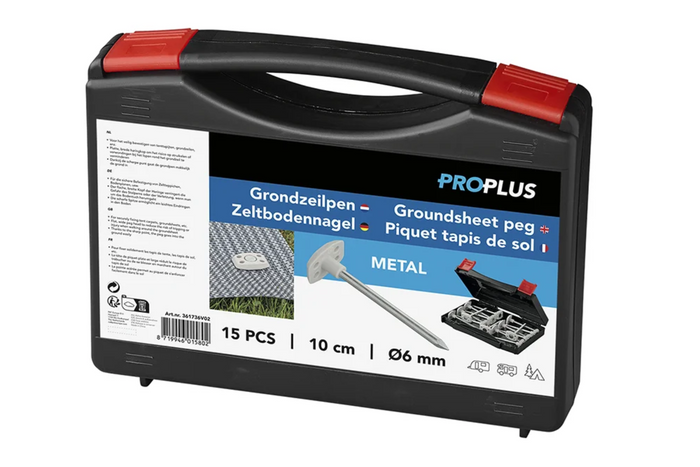 Zestaw śledzi do namiotu ProPlus 361736V02 metalowe śledzie w walice 15szt.