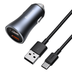 Zestaw ładowarka samochodowa BASEUS Golden Pro 2xUSB 40W + kabel USB