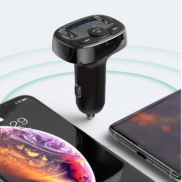 Transmiter BASEUS T typed FM bluetooth 4.2 MP3 + ładowarka samochodowa 2x USB 3.4A