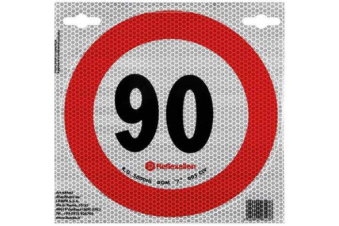 Naklejka nalepka odblaskowa LAMPA ograniczenie prędkości do 90 km/h znak B-33