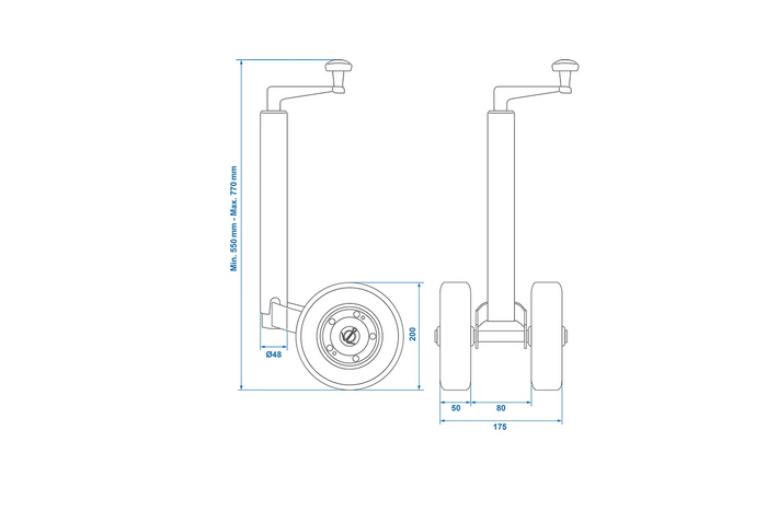Koło podporowe ProPlus 341508V02 150kg 48mm 550-770mm