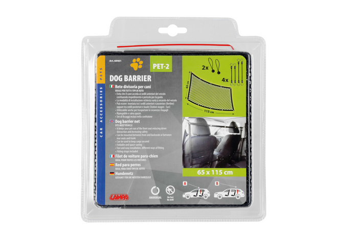 Przegroda dla psa LAMPA PET-2 siatkowa bariera mocowana do przednich foteli 115x65cm