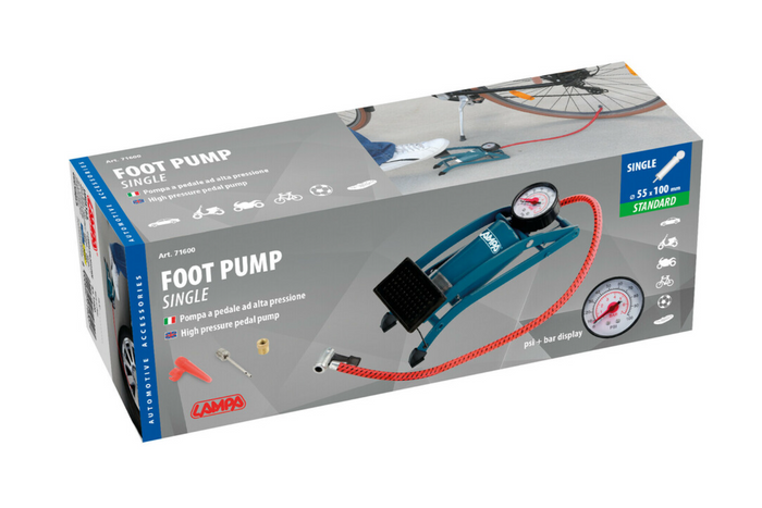 Pompka nożna LAMPA uniwersalna z pojedynczym cylindrem