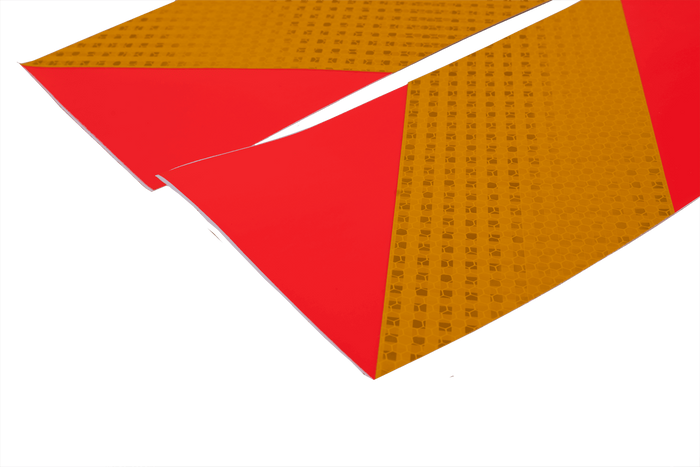 Naklejki nalepki odblaskowe krótkie HERMON tablice wyróżniające pojazdy ciężkie 565x132mm lewa+prawa