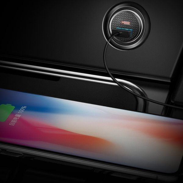 Ładowarka samochodowa BASEUS Circular Plastic USB-A, USB-C 30W